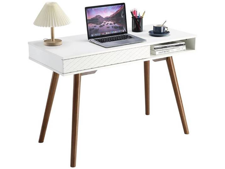 Bureau de travail bureau d'ordinateur avec tiroir et compartiment ouvert petit table de maquillage pour chambre