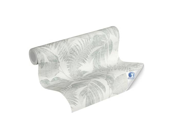 Livingwalls papier peint DESIGNDROP - papier peint intissé préencollé jungle en vert\, gris\, blanc - 10\,05m x 0\,53m - papier peint feuilles de palmier - 784981
