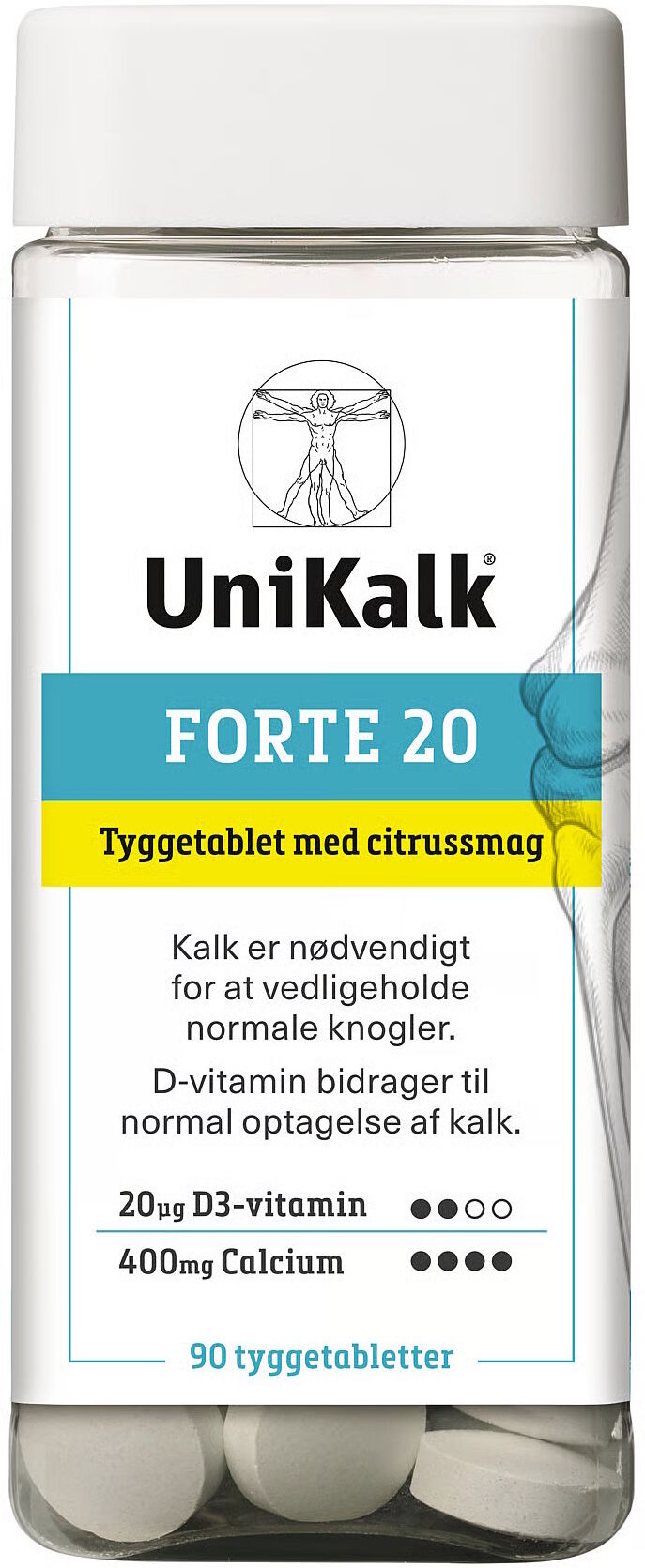 Unikalk Forte 20 Kosttilskud 90 stk