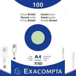 Exacompta 10346E 10x Karteikarten blanko DIN A4 100 St eingeschweißt - Grün