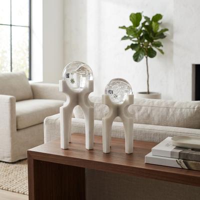 Sagebrook Home "Resin Objects Abstract Modern Orb Design (Set of 2) - 10/12"" White - 12.25"""