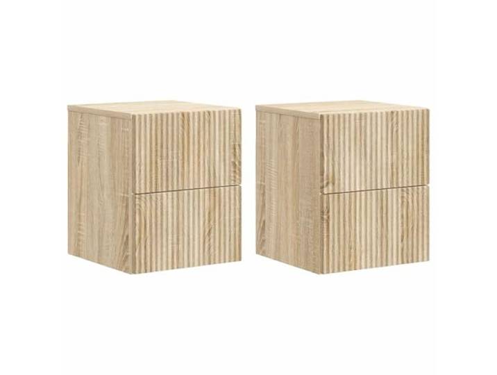 KUPTYERFG 2er Set Wandnachttisch Sonoma-Eiche 33x34,5x40cm Holzwerkstoff Schwebende Nachtkommode für Schlafzimmer und Wohnraum mit 4 Schubladen aus pflegeleichtem Holzwerkstoff im 2er Set.