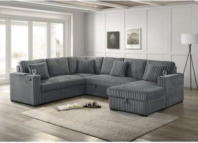 Best Quality Furniture 3-Piece Sectional with Storage Chaise