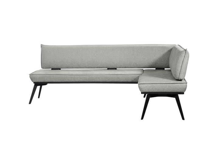 Carryhome Eckbank, Schwarz, Hellgrau, Holz, Metall, Buche, massiv, Eckteil, 215x165 cm, Stoffauswahl, Esszimmer, Bänke, Eckbänke