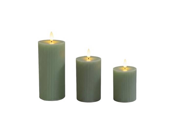 Relaxdays Bougies LED\, lot de 3\, 3 tailles\, flamme vacillante\, couleurs Cire véritable\, rainurées\, bougies électriques sans flamme