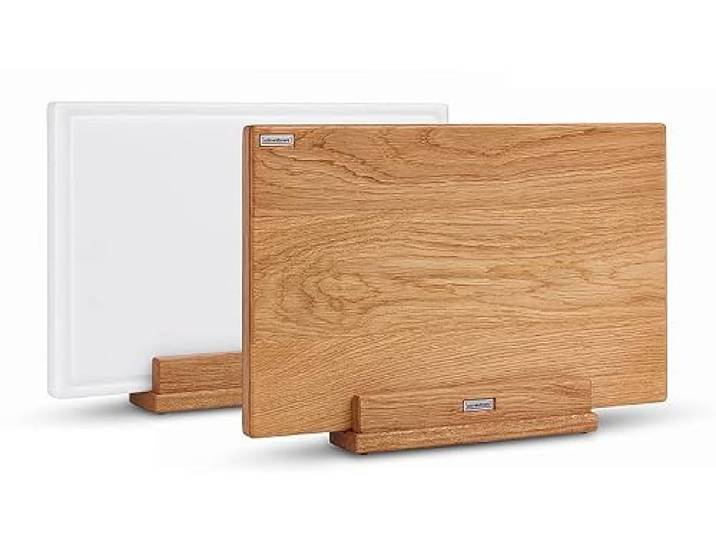 Schneidebrett Eiche & Schneidebrett Kunststoff - Praktisches Schneidebrett-Set inkl. Halter- Made In Germany - 2 x 45x29x3,8 cm