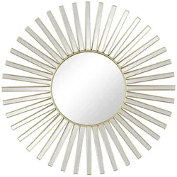 HOME STORY Wandspiegel Sonne   , gold , Kunststoff,Glas , Maße (cm): T: 3.0  Ø: 39