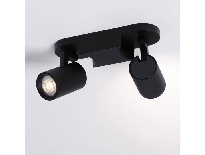 Plafonnier Esto 22 x 9 x 6cm Noir/Noir 2 Matériau : Métal Surface en métal : Laqué Type de métal : Aluminium LED GU10