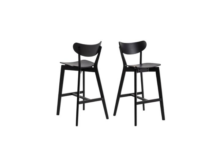 Lot de 2 tabourets de bar scandinaves en bois noir
