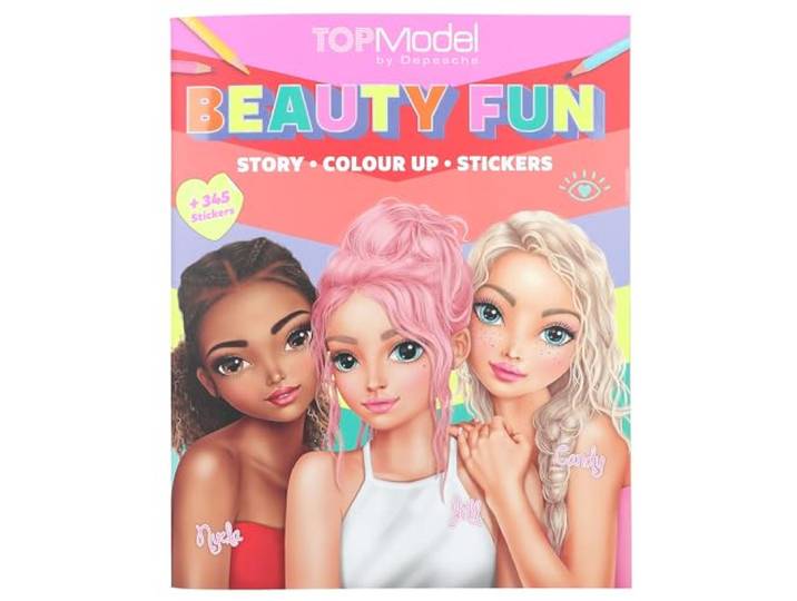 Depesche 13137 TOPModel Beauty Fun - Kleurboek met 36 pagina's voor het ontwerpen van modelmotieven, incl. 3 dubbelpagina stickers