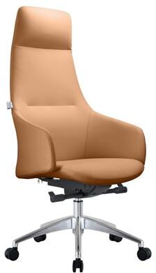 LeisureMod Celeste High Back Leather Office Chair Cushioned Headrest Ergonomic Swivel Executive Desk Chair Chrome Base Wheels