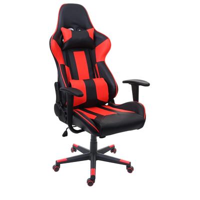 Mendler Bürostuhl HWC-F84, Schreibtischstuhl Gamingstuhl Chefsessel Drehstuhl, Kunstleder ~ schwarz/rot