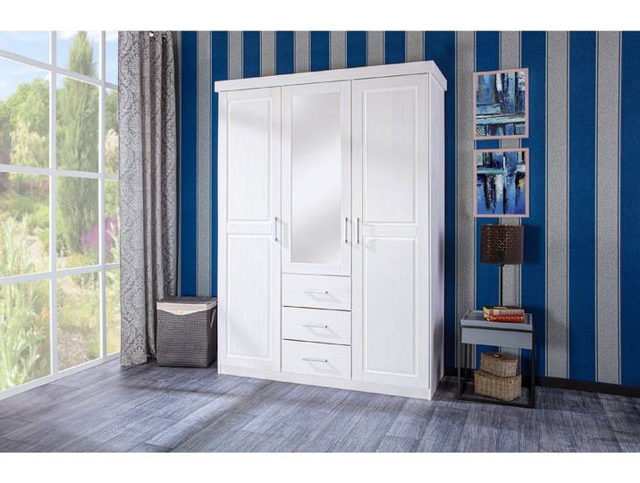 Inter Link Kleiderschrank Geraldo weiss Kiefer Massivholz, viel Stauraum, Landhaus Charme