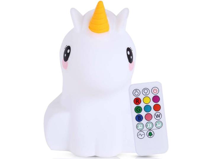 Kadoing Eenhoorn Nachtlamp (Groot) met Afstandsbediening - Oplaadbare Kinderlamp - ca. 16cm Hoog