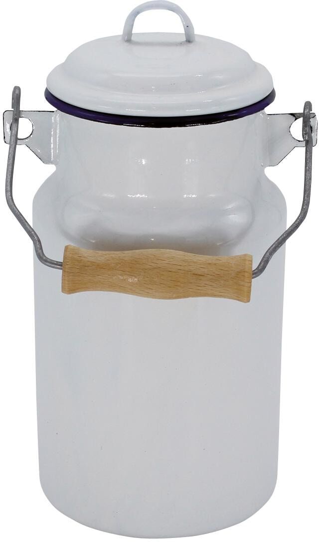 Milchkanne KRÜGER "Husum", weiß (weiß, blau), H:21cm Ø:10cm, Stahl, Kannen, Milchkanne, emailliert