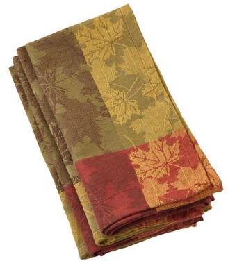 Saro Lifestyle Fall Foliage Leaf Design Jacquard Cotton Napkin Set