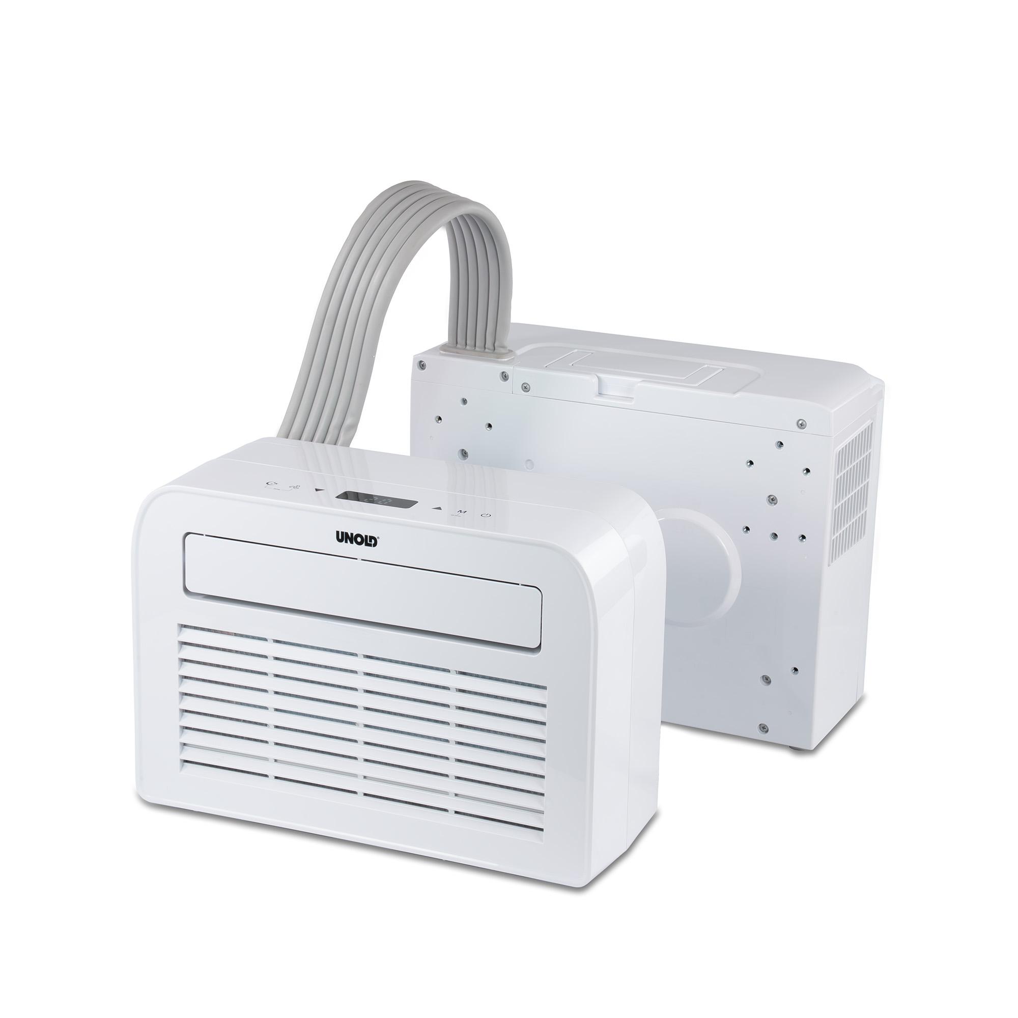 Unold Klimaanlage mit Außengerät 5K 86320 - 5.000 BTU / 1,5 kW, 3-in-1 Kühlen Entfeuchten Ventilieren, LED-Display, Timer, leise 44 dB, Caravan