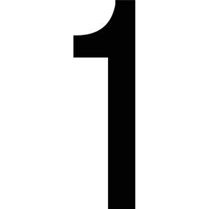 RZB Hausnummer 99223.013.1, schwarz aus Kunststoff, 12 cm Höhe, selbstklebend, Zahl 1