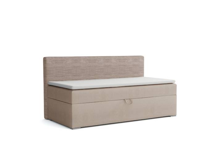 Deine Möbel 24 Boxbett Mati 100/200 Beige mit Taschen-Federkernmatratze H4, Holz, 100x200 cm, Schlafzimmer, Betten, Boxspringbetten