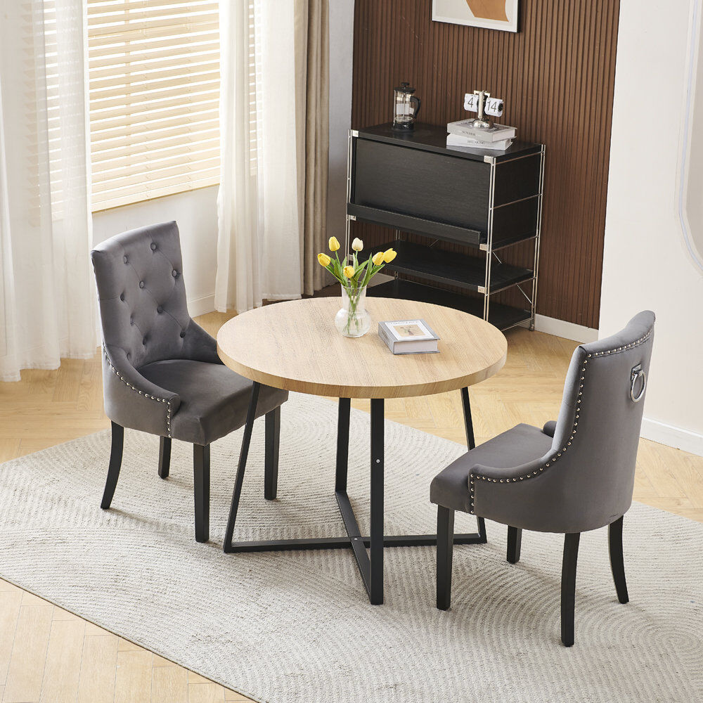 Marlow Home Co. Dining Set Dark Grey Ring Back Chairs#2