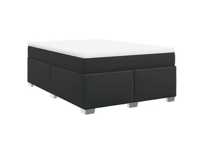 vidaXL Boxspringbett mit Matratze Schwarz 140x200 cm Kunstleder