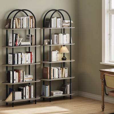 Garvee "2Pcs 71"" Bookshelf 5 Tier Bookcase Arched Display Racks Tall Bookshelf Freestanding Open Storage Shelf"