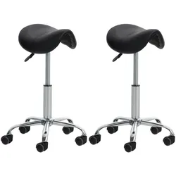 CLP 2er Set Arbeitshocker Reno Kunstleder - Farbe: schwarz