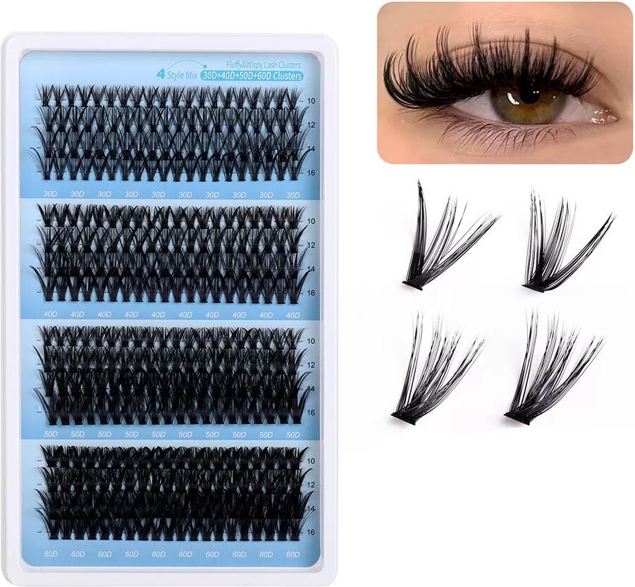 INF 16 Reihen Einzelne Cluster Falsche Wimpern Set - 30P+40P+50P+60P Gemischte Länge, Volumen Wimpernverlängerungen