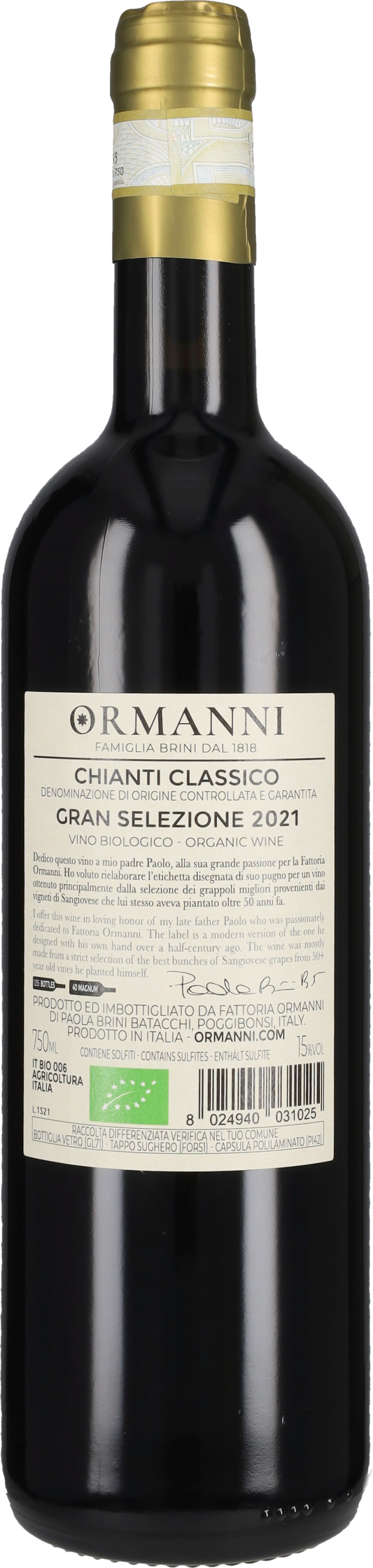 Chianti Classico Gran Selezione 'Etichetta Storica' Ormanni 2021