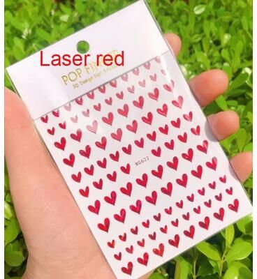 Inspire Select 3D Nail Art Stickers Love Hearts Stars Clouds Red Black White Adhesive Nail Decals Sliders For French Tips Manicure awg622laserred