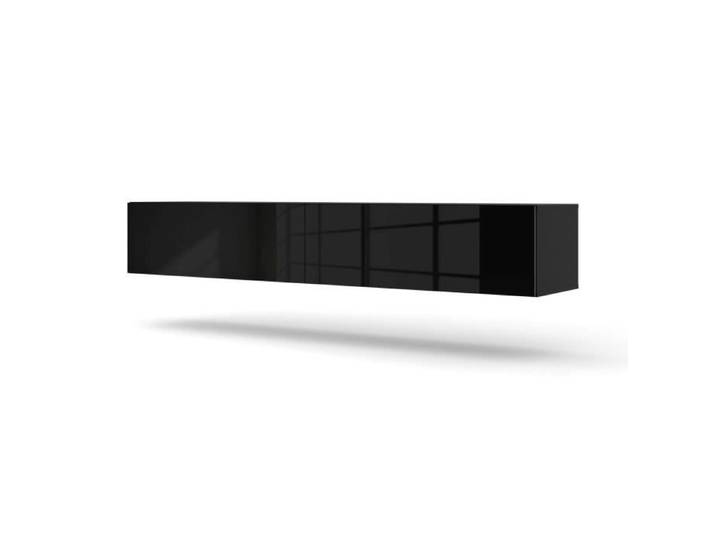 Meuble TV suspendu BINGO 180 cm noir mat / noir brillant