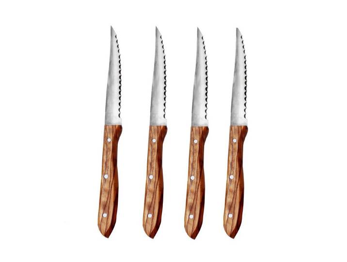 NATUREHOME Besteck-Set Tafelbesteck Sets aus Edelstahl mit Olivenholzgriff (4-tlg), 6 Personen, Olivenholz/Edelstahl, Nachhaltig, Handarbeit, Design