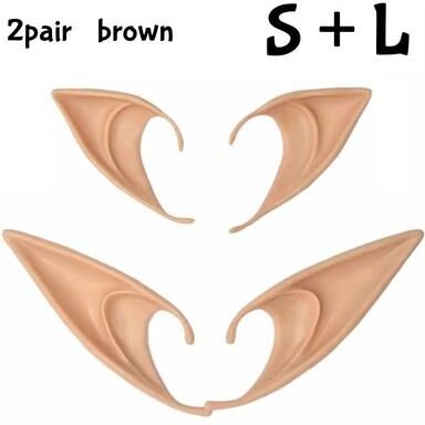 Inspired Finds Realistic Silicone Elf Ears For Fairy Vampire Cosplay 2 Pairs Brown Small + Large