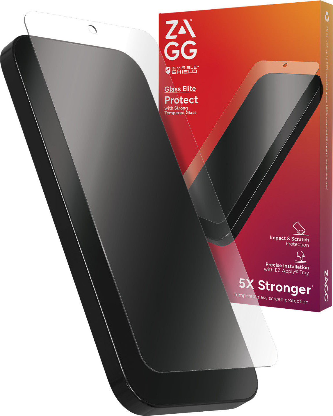 ZAGG InvisibleShield Glass Elite Screenprotector voor Samsung Galaxy S24 Ultra, Antibacterieel, Krasbestendig, Stootvast, Transparant, 1 stuk