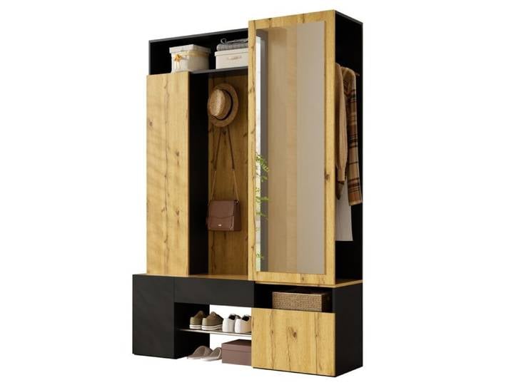 Meuble d'entrée Avec espace de rangement Garde-robe d'entrée multifonctionnelle avec miroir Chemises et accessoires