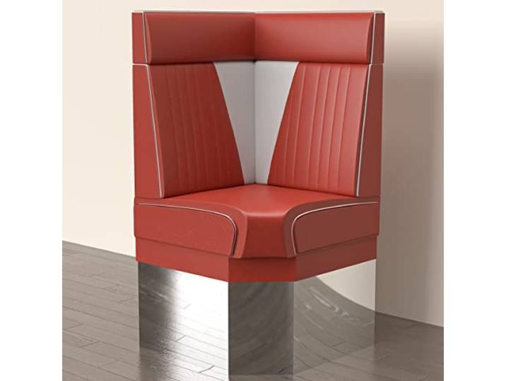 GGMMÖBEL Diner Vegas 3 Diner Eckbank B:H 64 x 153 cm V-Steppung Rot Leder American Diner Möbel, American Hochbank, Thekenbank