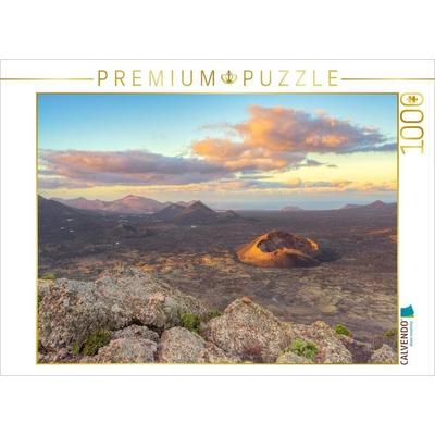 CALVENDO Puzzle Vulkan El Cuervo auf Lanzarote im ersten Sonnenlicht | 1000 Teile Lege-Größe 64x48cm Foto-Puzzle für glückliche Stunden