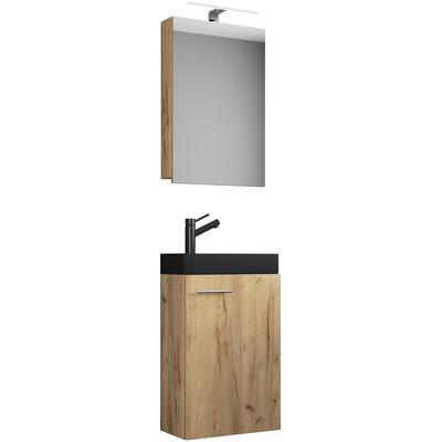 Waschtisch VCM "3tlg Waschtisch Slito SC Toilette schmal Schwarz", braun (honig, eiche), B:41cm T:22cm, Waschtische, Waschtisch