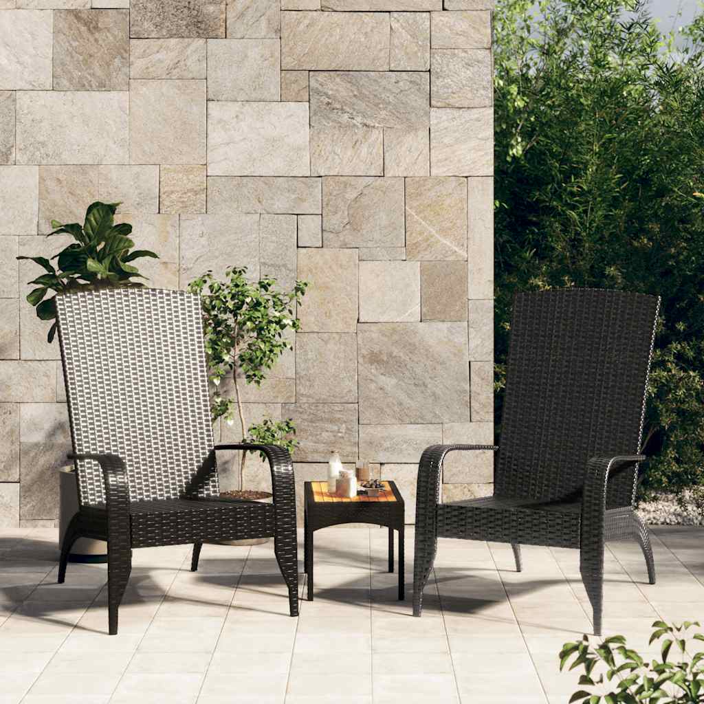 vidaXL Silla de jardín Adirondack de ratán sintético negro Negro