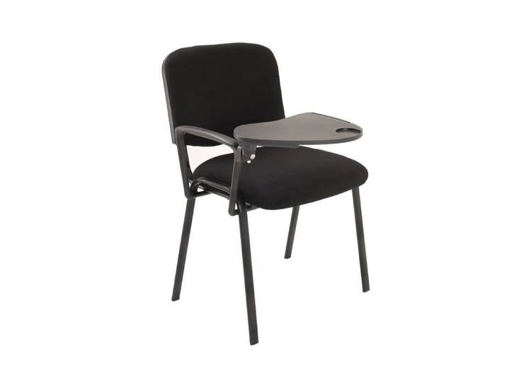 Chaises empilables - IDRALITE - 6 Chaises Rembourrées - Tissu Éponge Noir - Tablette Rabattable - Confortable