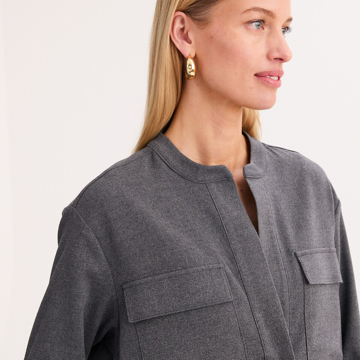 ANNE WEYBURN Robe droite, en flanelle, manches longues