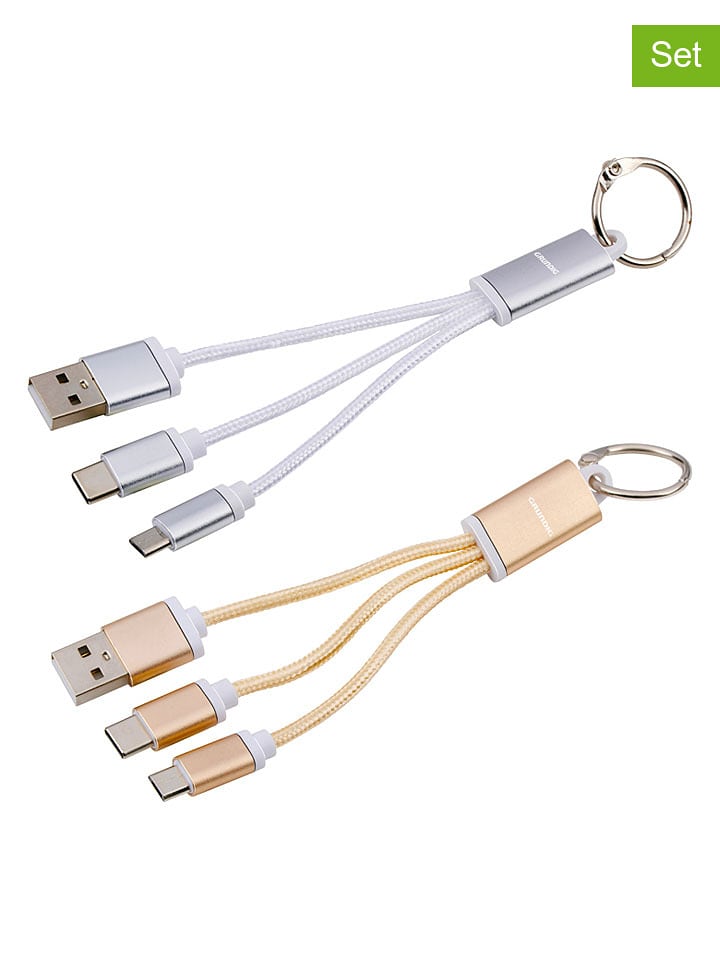 GRUNDIG 2er-Set: Universal-Ladekabeln in Gold/ Silber - (L)13 cm - onesize