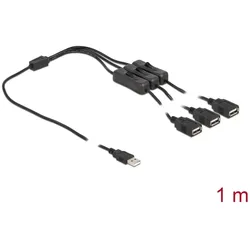 Delock Kabel USB Typ-A Stecker zu 3 x USB Typ-A Buchse mit Schalter 1 m