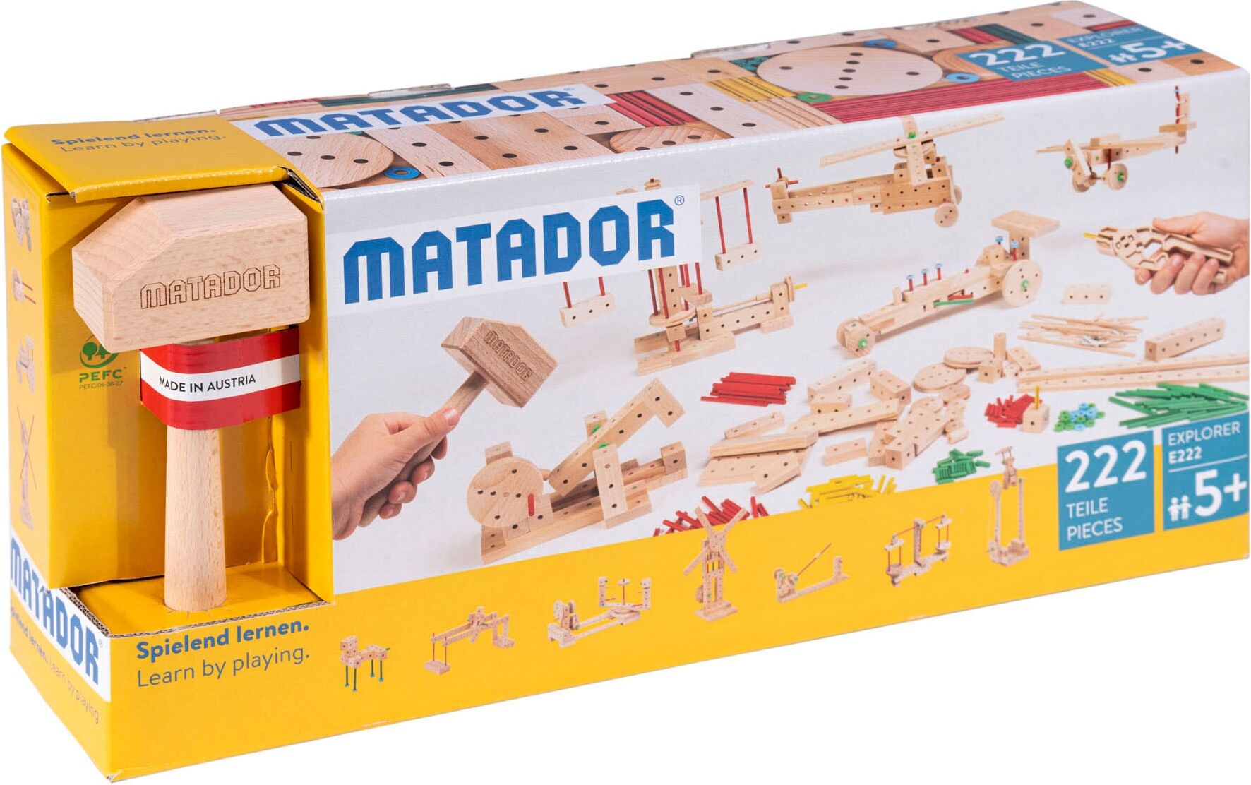 Holzbaukasten MATADOR "Matador Explorer E222", braun (bunt), Spielbausteine, Kinder, Holz, Holzbaukasten