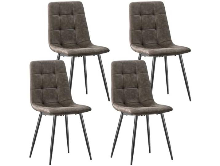 LEWE Esszimmerstühle 4er Set, Mikrofaser-Kunstleder Polsterstuhl Stühle Esszimmer mit Hoher Rückenlehne, Schwarzen Metallbeinen, gepolsterte für Esszimmer, Küche und Lounge Rezeption