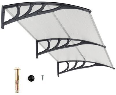 Costway Outdoor Front Door Patio Overhang Awning for Sunlight Rain Snow Wind Protection-Gray