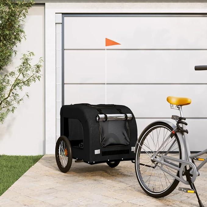 Fahrradanhänger Hunde Schwarz Oxford-Gewebe und Eisen, Fahrrad Anhänger, Lastenanhänger, Handwagen, Fahrrad-lastenanhänger, Lastenfahrrad 93842