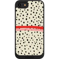 Nivocase Handyhülle für Apple iPhone 8 Hülle NIVOpure Case Schwarz Kunst Punkte Streifen (Apple iPhone 8), Smartphone Hülle, Schwarz