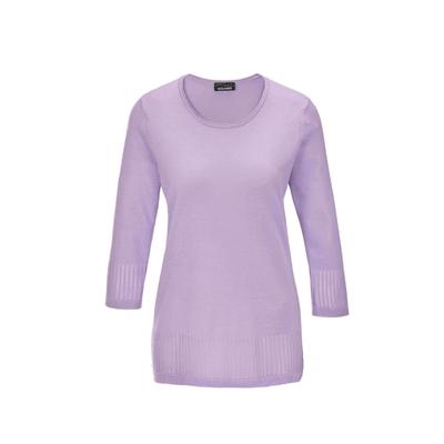 3/4 Arm-Pullover GOLDNER "Gepflegter Ajour-Pullover mit femininen Durchbrüchen", Damen, Gr. 40, lila (flieder), Obermaterial: 100% Polyacryl PAN., normal, Rundhals, Sonstiges, Pullover, Ohne