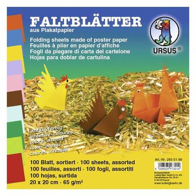 URSUS Falten Faltblätter intensiv, Plakatkarton, 65 g/m², 20 x 20 cm, 100 Blatt sortiert